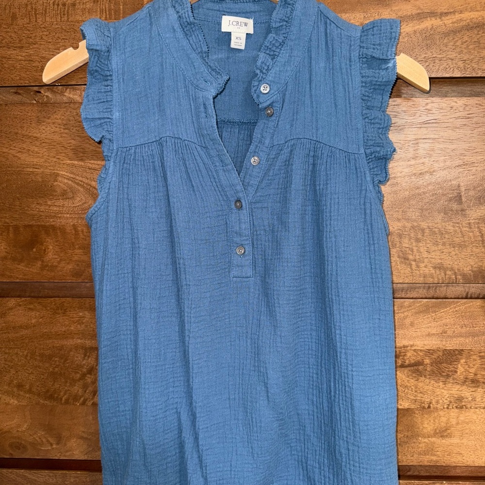 J. Crew Women's Ruffled Blue Blouse